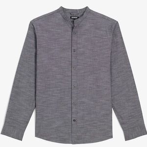 Express Men’s Chambray Mandarin/Band Collar Button Down in Medium